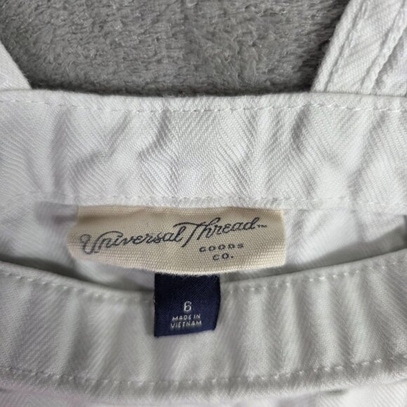 Womens Universal Thread White Denim Shortalls Romper 100% Cotton 3" Inseam 6 - Picture 3 of 9